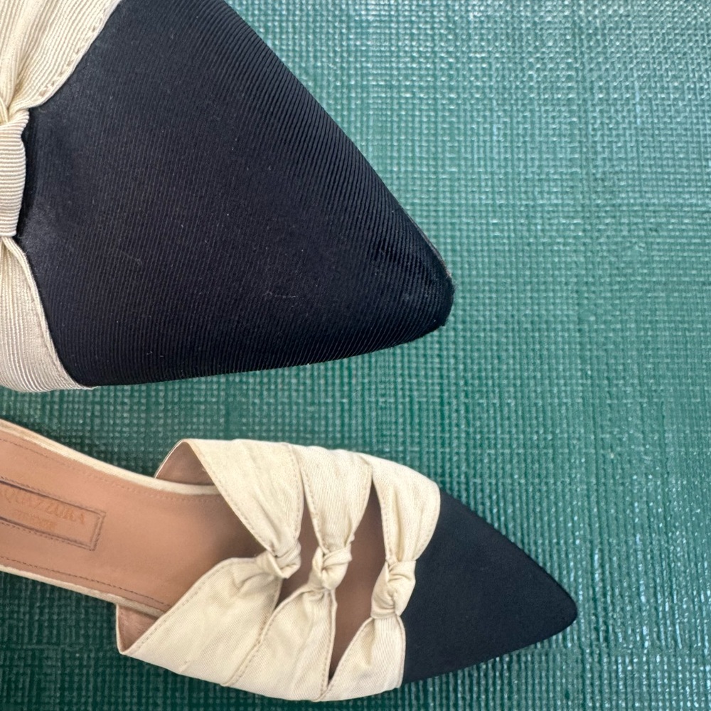 Aquazzura black and cream silk knotted mule. Size 37 - Picture 5 of 5